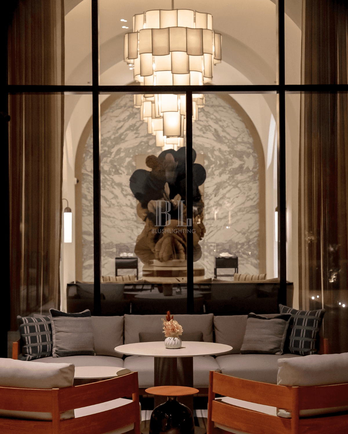 Modern Acrylic Tile Chandelier for High-ceiling - Zelno Lighting