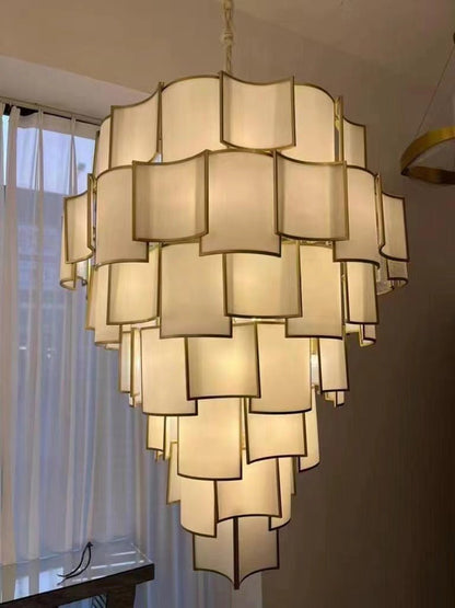 Modern Acrylic Tile Chandelier for High-ceiling - Zelno Lighting