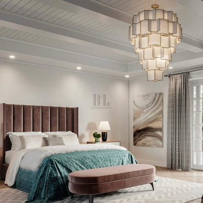 Modern Acrylic Tile Chandelier for High-ceiling - Zelno Lighting