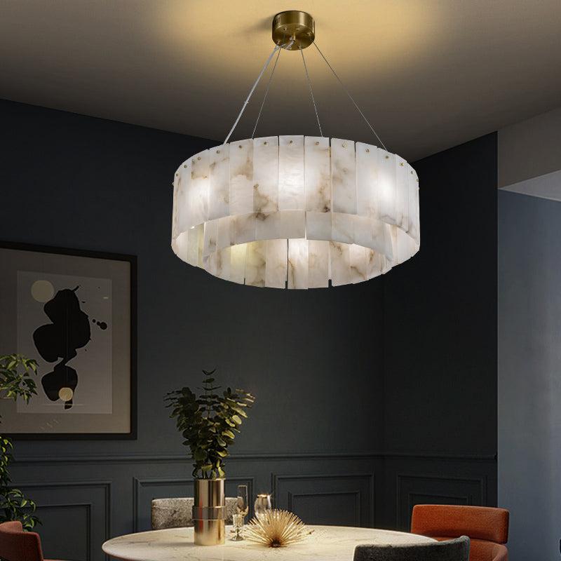 Modern Alabaster 2 tier Round Art Chandelier - Zelno
