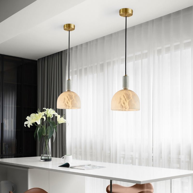Modern Alabaster Bedside Pendant Light, Bedroom Pendant Lamp - Zelno