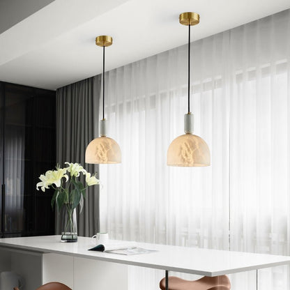 Modern Alabaster Bedside Pendant Light, Bedroom Pendant Lamp - Zelno
