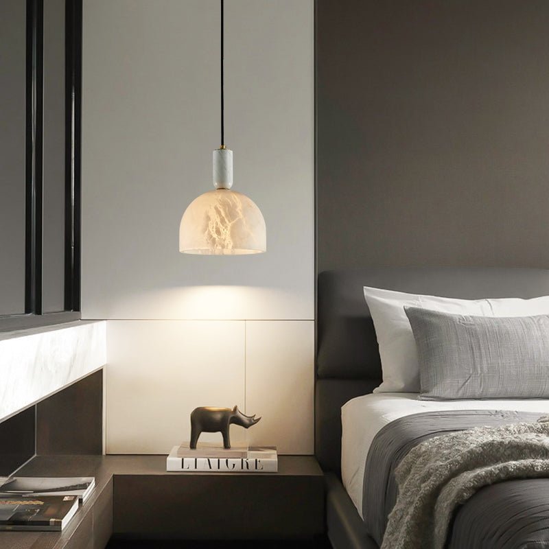Modern Alabaster Bedside Pendant Light, Bedroom Pendant Lamp - Zelno