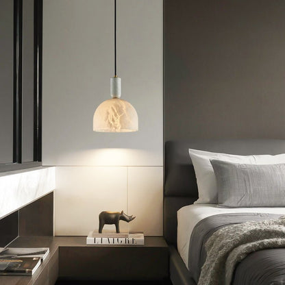 Modern Alabaster Bedside Pendant Light, Bedroom Pendant Lamp - Zelno