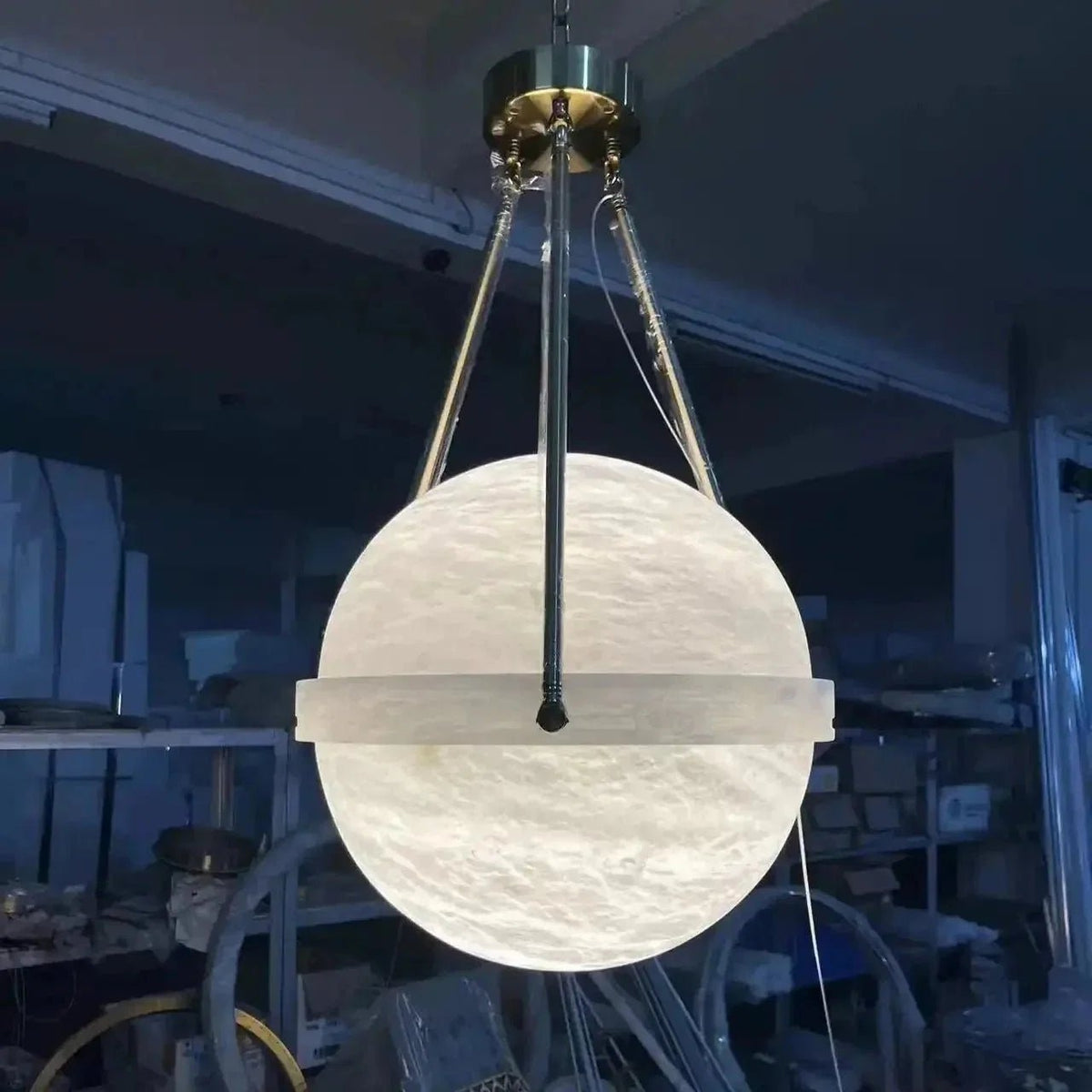 Modern Alabaster Globe Pendant Light - Zelno Lighting