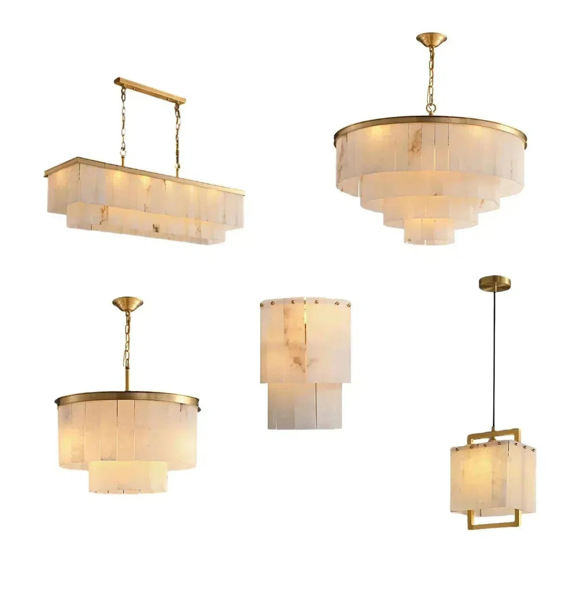 Modern Alabaster Tiered Chandelier - Zelno Lighting
