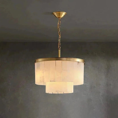 Modern Alabaster Tiered Chandelier - Zelno Lighting