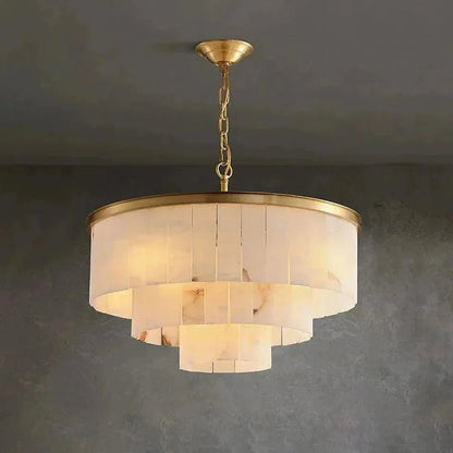 Modern Alabaster Tiered Chandelier - Zelno Lighting