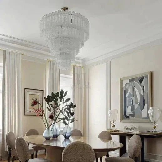Modern Art Design 3/4/5/7-Tier Hand-blown Glass Tiered Chandelier - Zelno Lighting