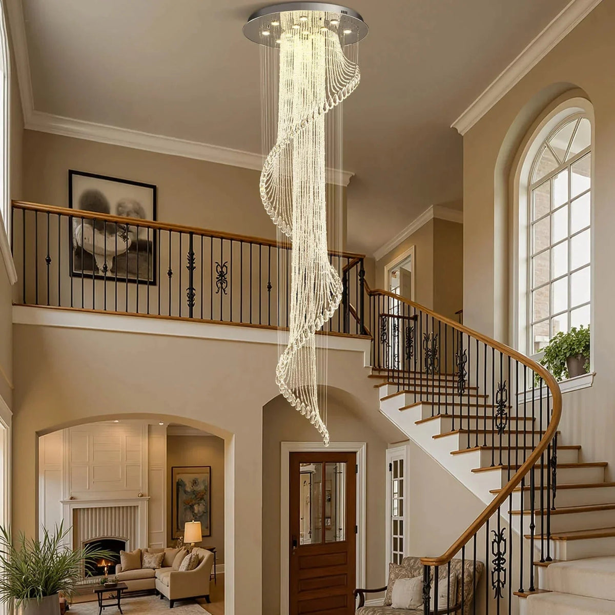 Modern Art Design Crystal Spiral Raindrop Chandelier - Zelno