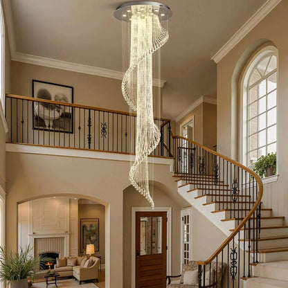 Modern Art Design Crystal Spiral Raindrop Chandelier - Zelno