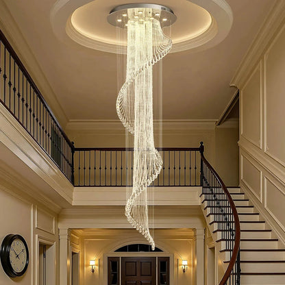Modern Art Design Crystal Spiral Raindrop Chandelier - Zelno