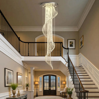 Modern Art Design Crystal Spiral Raindrop Chandelier - Zelno