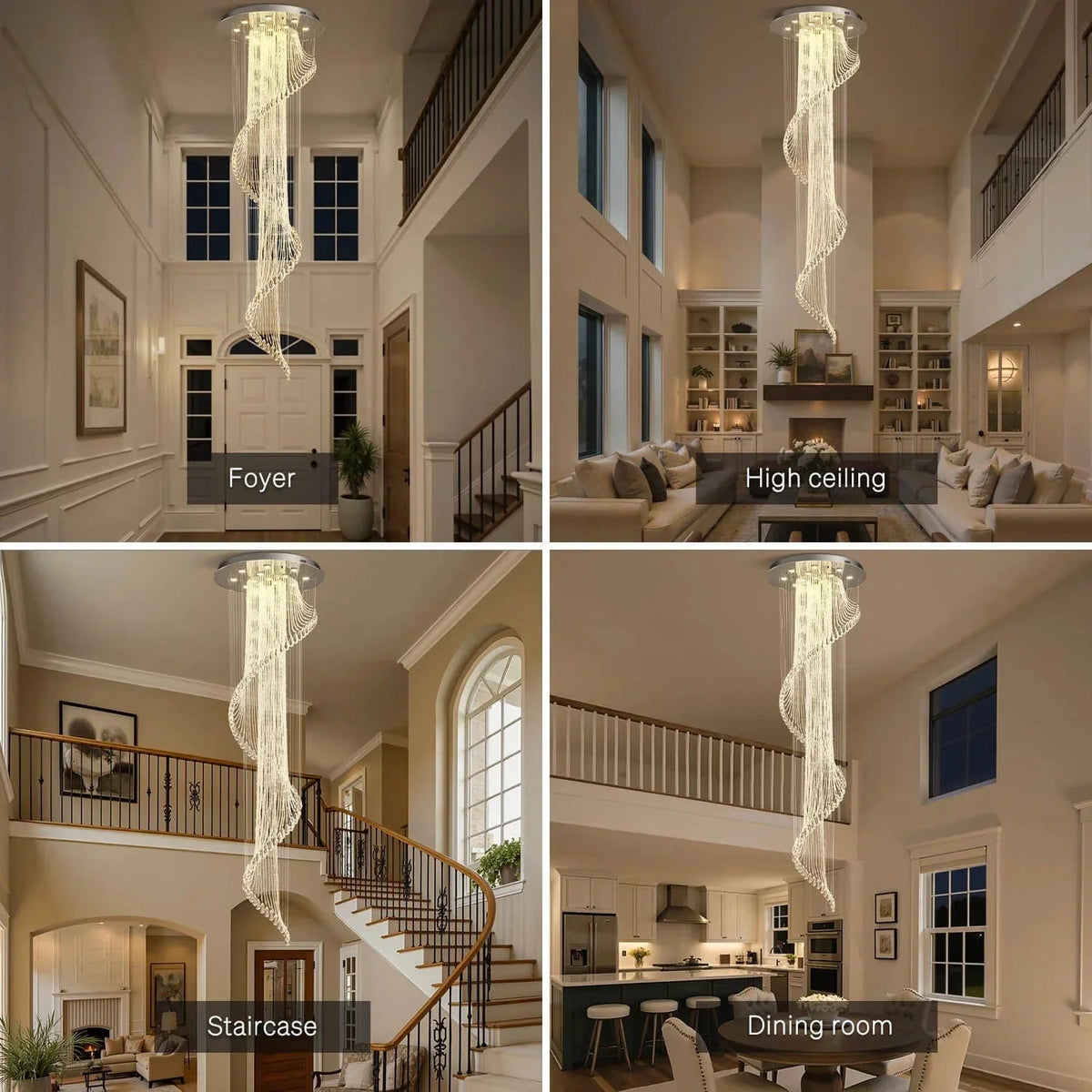 Modern Art Design Crystal Spiral Raindrop Chandelier - Zelno