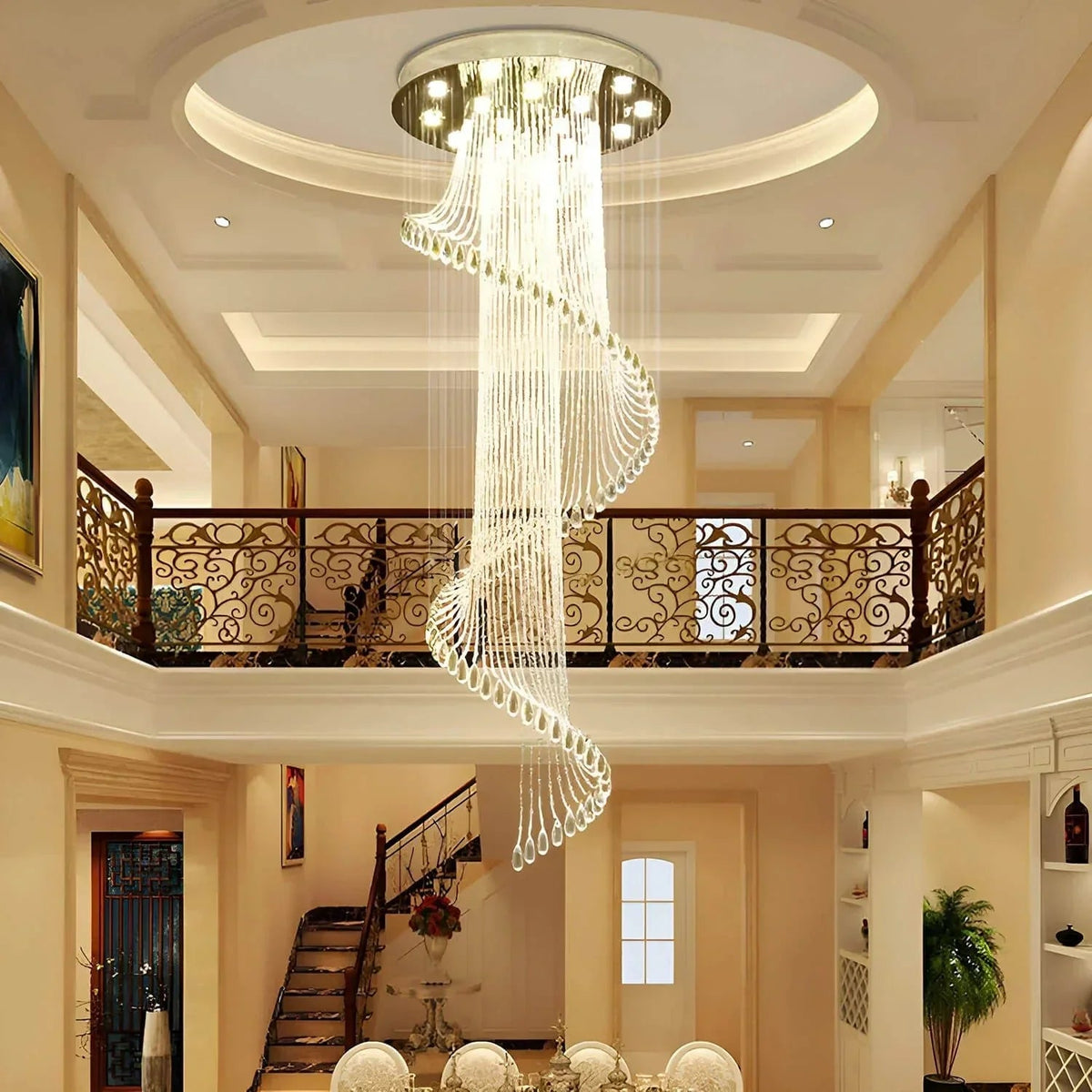 Modern Art Design Crystal Spiral Raindrop Chandelier - Zelno