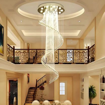 Modern Art Design Crystal Spiral Raindrop Chandelier - Zelno