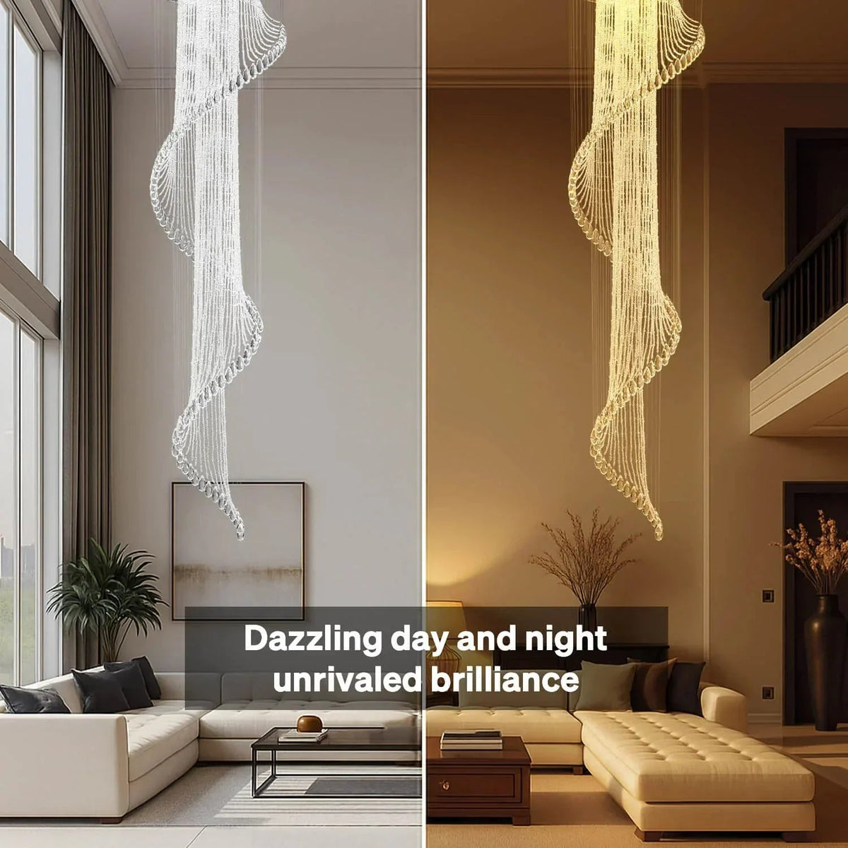 Modern Art Design Crystal Spiral Raindrop Chandelier - Zelno