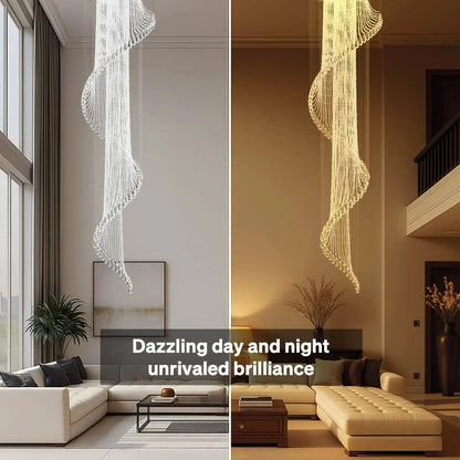 Modern Art Design Crystal Spiral Raindrop Chandelier - Zelno