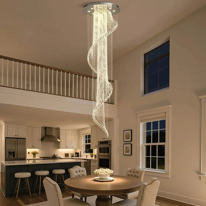 Modern Art Design Crystal Spiral Raindrop Chandelier - Zelno