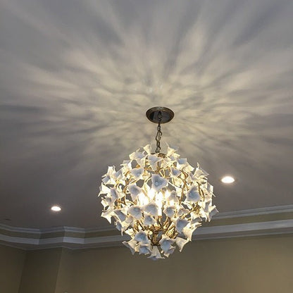 Modern Art Design Lily Ceramic Flower Chandelier for Low-ceiling - Zelno Lighting