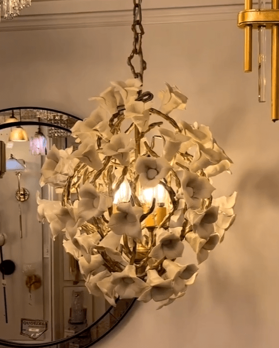 Modern Art Design Lily Ceramic Flower Chandelier for Low-ceiling - Zelno Lighting