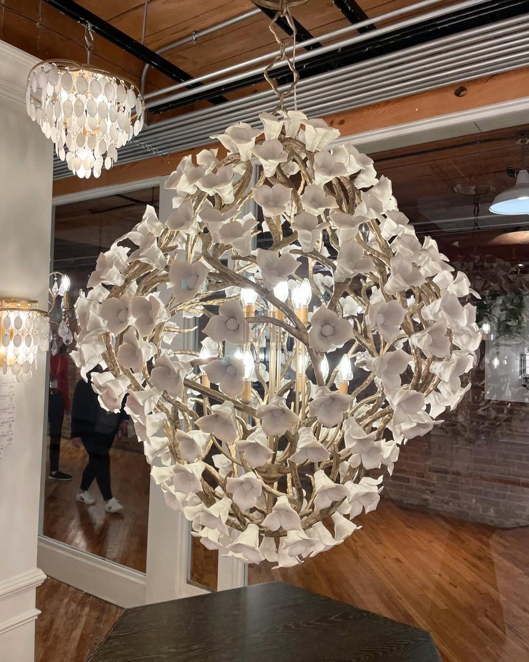 Modern Art Design Lily Ceramic Flower Chandelier for Low-ceiling - Zelno Lighting