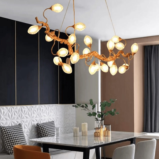 Modern Art Extra Large Branch Style Chandelier with Clear Bubble Glass Eggs for Dining Room and Living Room - Zelno Lighting