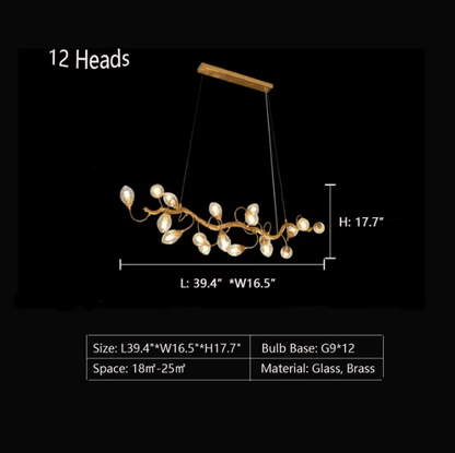 Modern Art Extra Large Branch Style Chandelier with Clear Bubble Glass Eggs for Dining Room and Living Room - Zelno Lighting