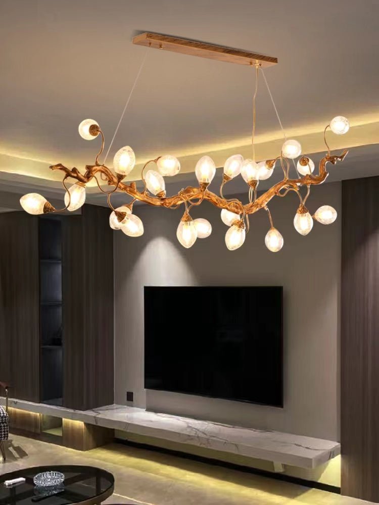 Modern Art Extra Large Branch Style Chandelier with Clear Bubble Glass Eggs for Dining Room and Living Room - Zelno Lighting