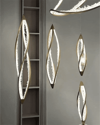 Modern Artistic DNA Twisted Leaf Natural Crystal Cluster Chandelier - Zelno Lighting