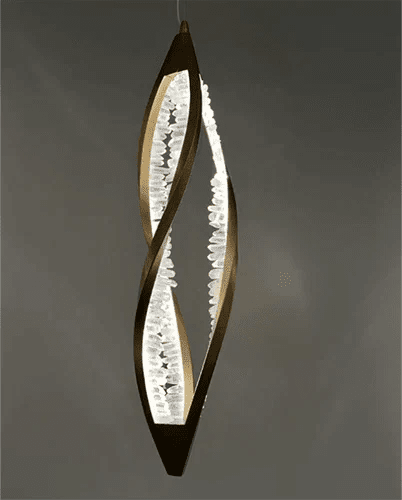 Modern Artistic DNA Twisted Leaf Natural Crystal Cluster Chandelier - Zelno Lighting
