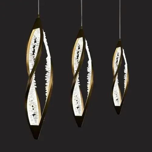 Modern Artistic DNA Twisted Leaf Natural Crystal Cluster Chandelier - Zelno Lighting