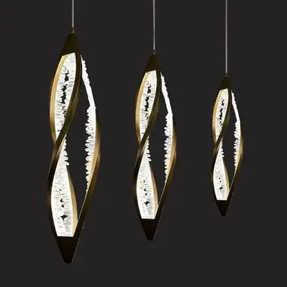 Modern Artistic DNA Twisted Leaf Natural Crystal Cluster Chandelier - Zelno Lighting