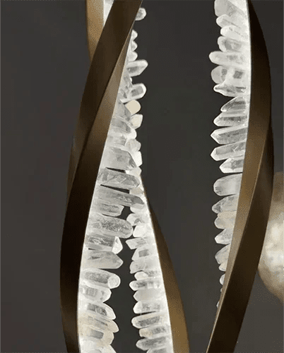 Modern Artistic DNA Twisted Leaf Natural Crystal Cluster Chandelier - Zelno Lighting
