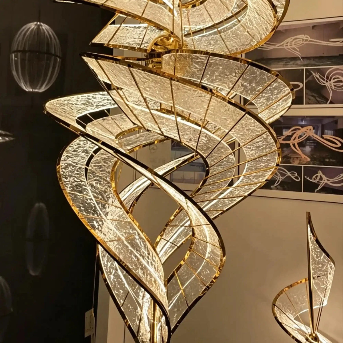 Modern Artistic Double Spiral Acrylic Chandelier for High Ceilings/Staircase/Foyer - Zelno Lighting