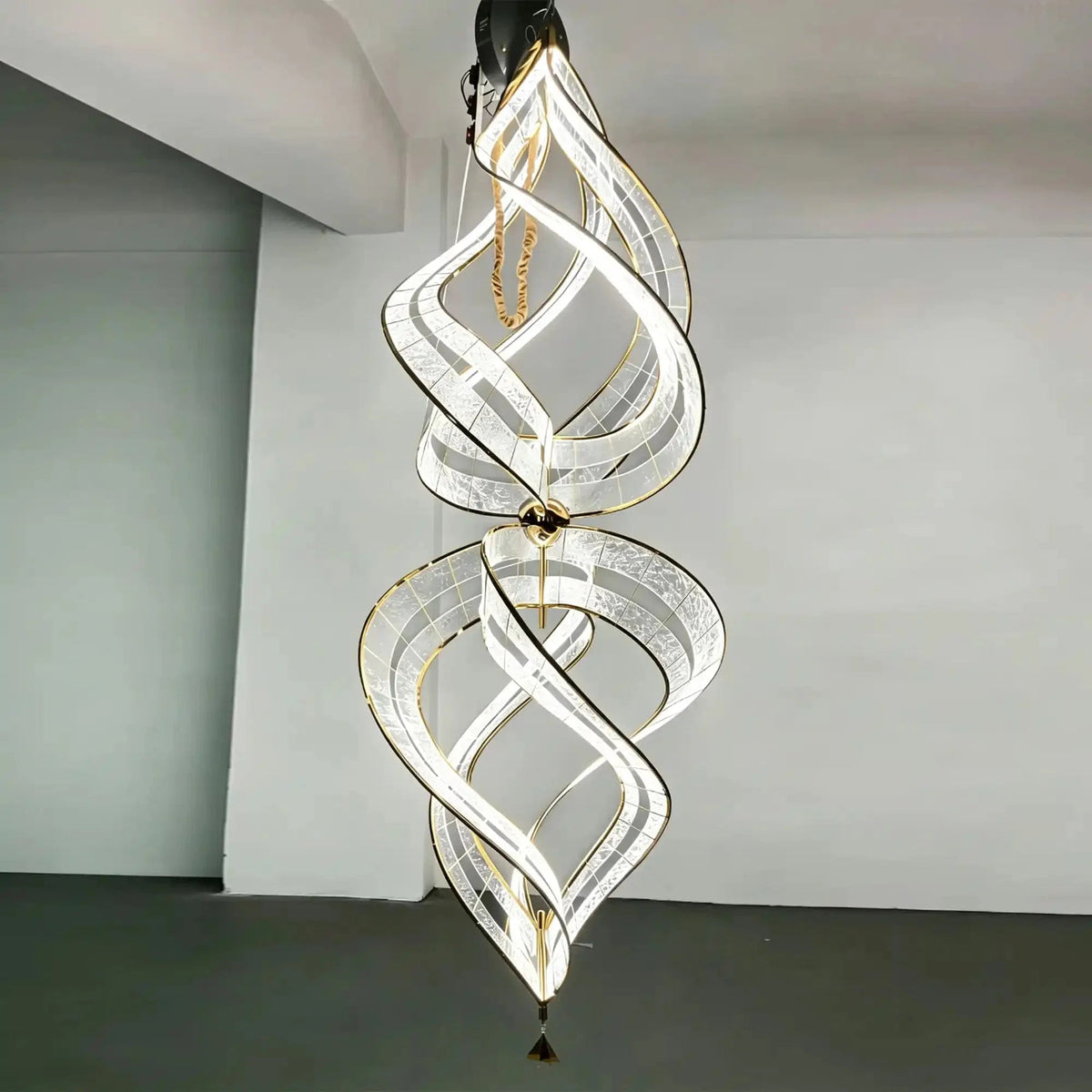 Modern Artistic Double Spiral Acrylic Chandelier for High Ceilings/Staircase/Foyer - Zelno Lighting