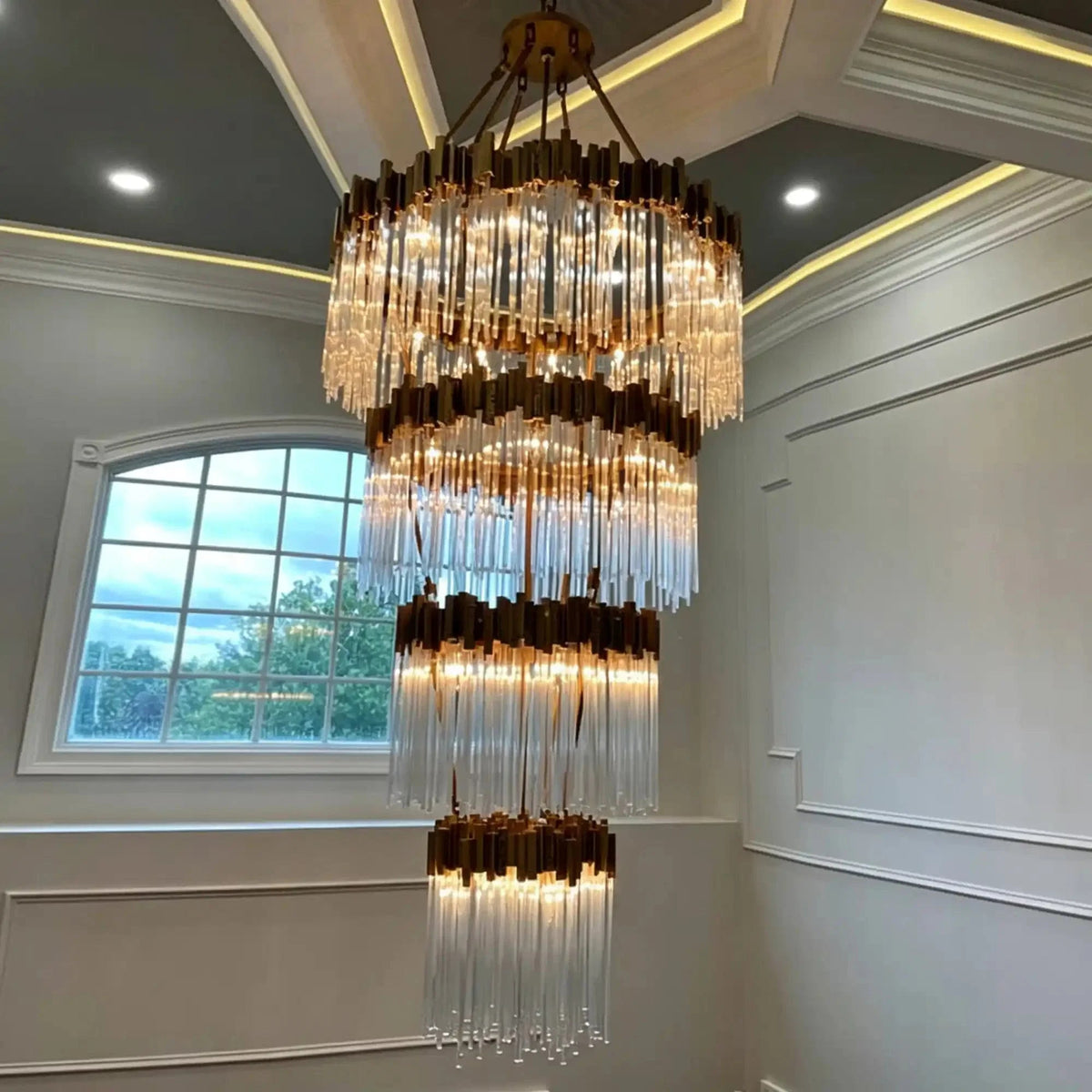 Modern Artistic Luxury Multi-layers Glam Glass Chandelier for High-Ceiling/Staircase/Foyer - Zelno Lighting