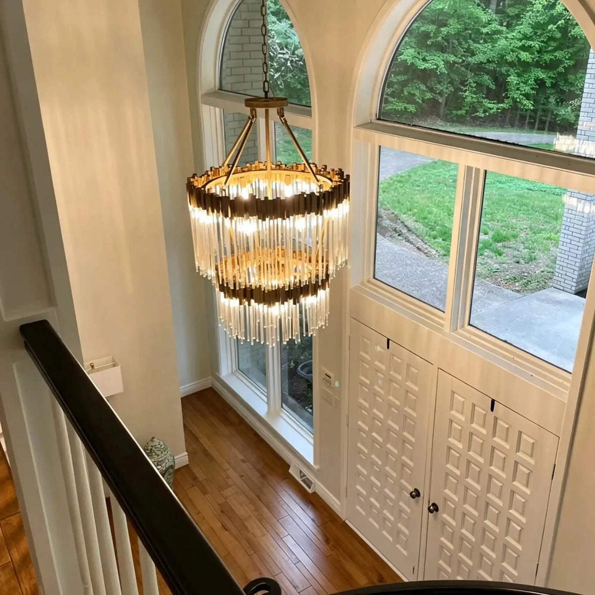 Modern Artistic Luxury Multi-layers Glam Glass Chandelier for High-Ceiling/Staircase/Foyer - Zelno Lighting