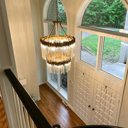Modern Artistic Luxury Multi-layers Glam Glass Chandelier for High-Ceiling/Staircase/Foyer - Zelno Lighting