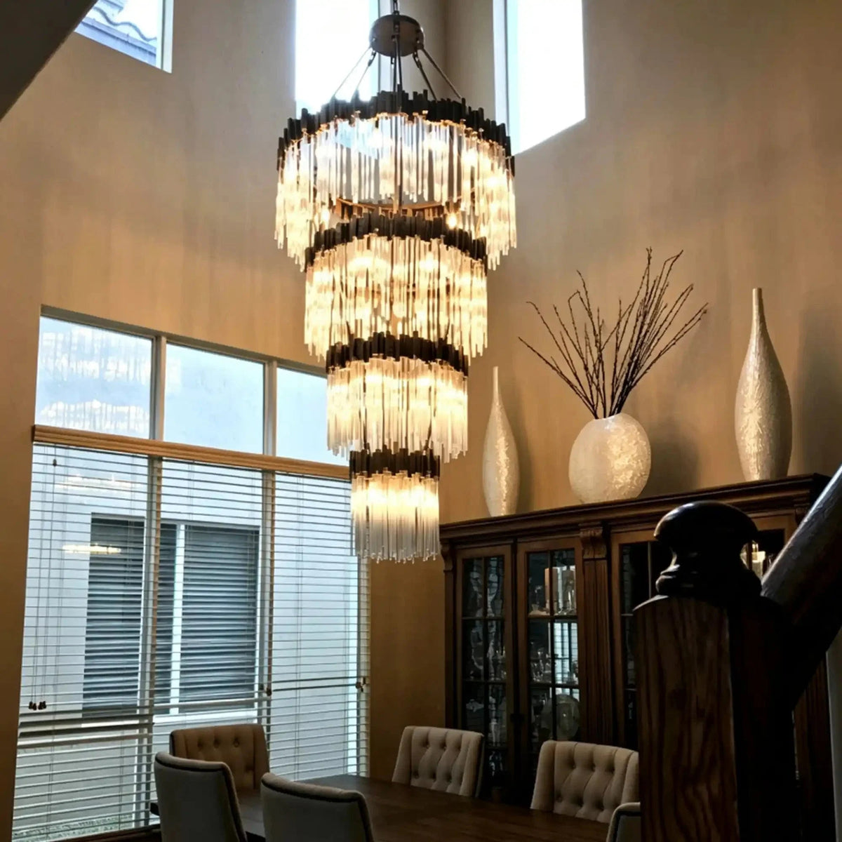 Modern Artistic Luxury Multi-layers Glam Glass Chandelier for High-Ceiling/Staircase/Foyer - Zelno Lighting