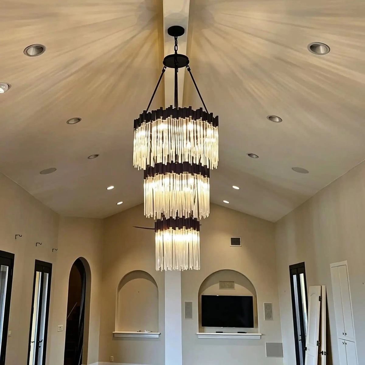Modern Artistic Luxury Multi-layers Glam Glass Chandelier for High-Ceiling/Staircase/Foyer - Zelno Lighting