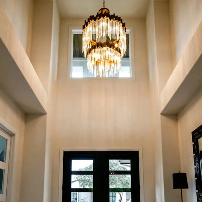 Modern Artistic Luxury Multi-layers Glam Glass Chandelier for High-Ceiling/Staircase/Foyer - Zelno Lighting