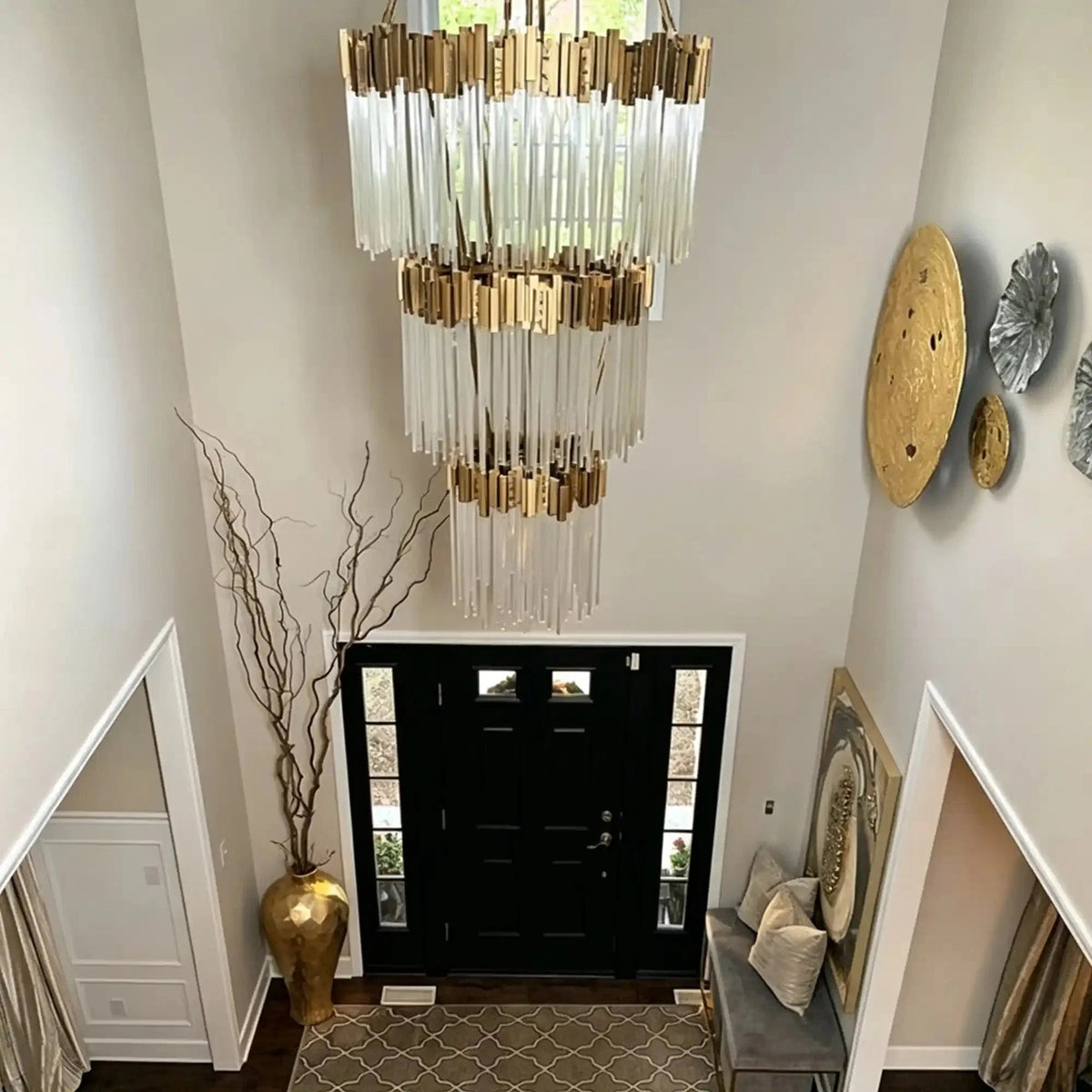 Modern Artistic Luxury Multi-layers Glam Glass Chandelier for High-Ceiling/Staircase/Foyer - Zelno Lighting