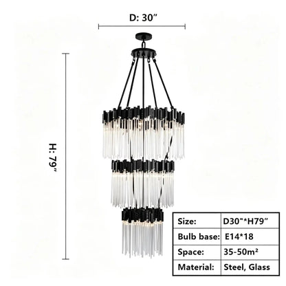 Modern Artistic Luxury Multi-layers Glam Glass Chandelier for High-Ceiling/Staircase/Foyer - Zelno Lighting