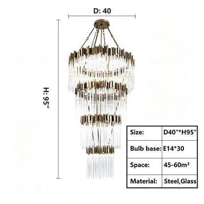 Modern Artistic Luxury Multi-layers Glam Glass Chandelier for High-Ceiling/Staircase/Foyer - Zelno Lighting