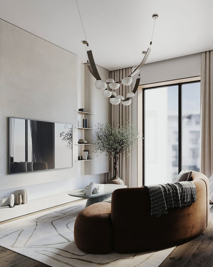 Modern Belt Alabaster Drops LED Chandelier - Zelno Lighting