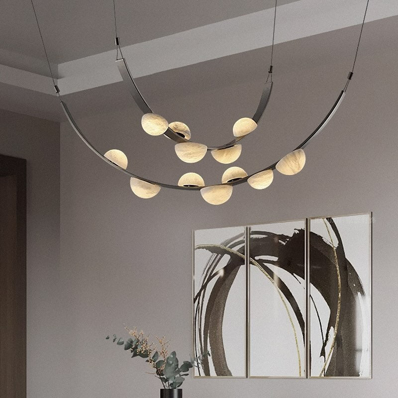 Modern Belt Alabaster Drops LED Chandelier - Zelno Lighting