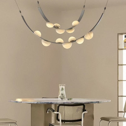 Modern Belt Alabaster Drops LED Chandelier - Zelno Lighting
