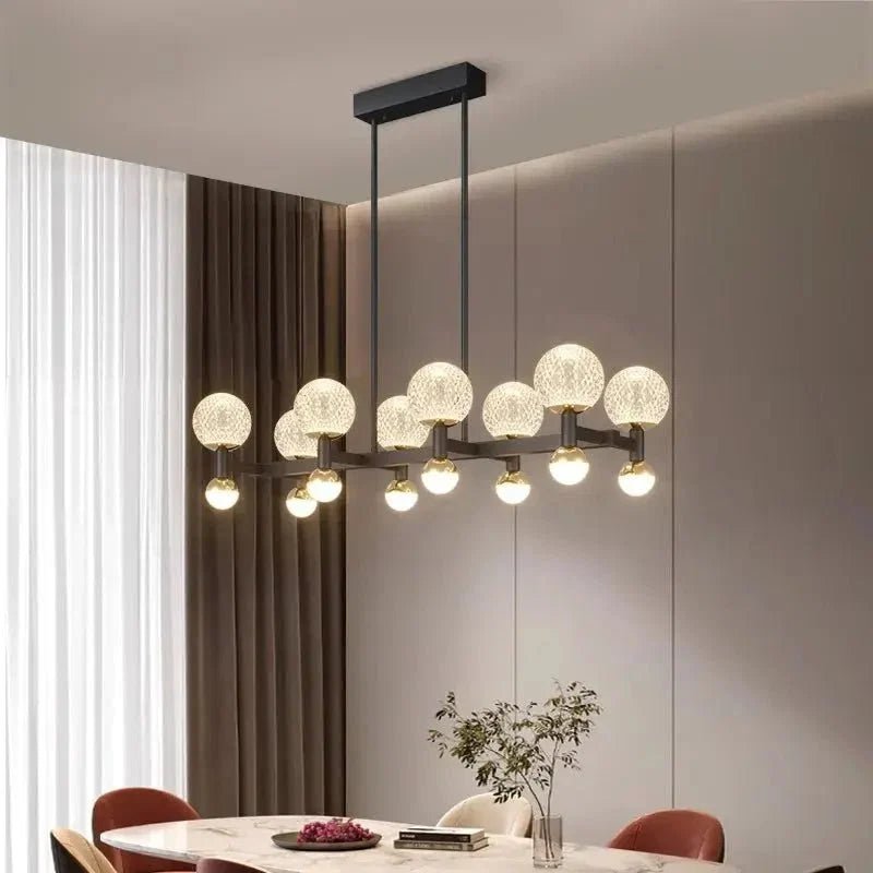 Modern Black Linear Dining Room Chandelier 12/16 Lights - Zelno Lighting