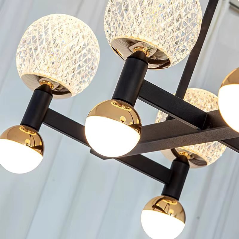 Modern Black Linear Dining Room Chandelier 12/16 Lights - Zelno Lighting